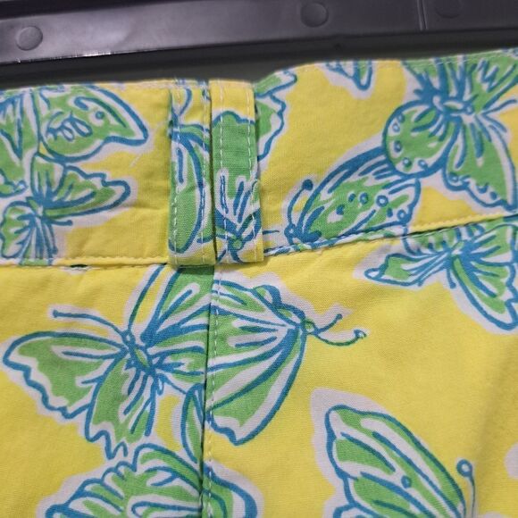 Vintage Lilly Pulitzer Butterfly Print Cotton High Waist Y2K Pants Sz 8 Yellow/G - Picture 8 of 16